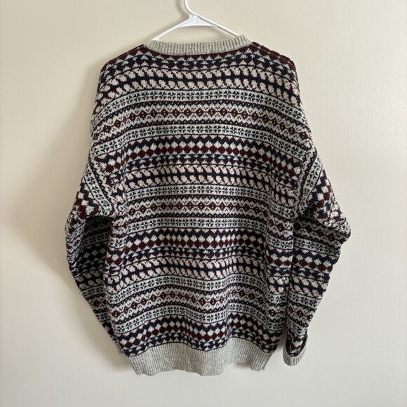 VTG Woolrich Geometric Pattern Sweater Crew Neck Red/Cream - Mens Size Large - Picture 5 of 8